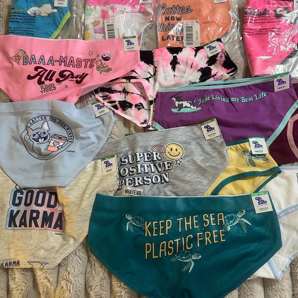 14 NWT Justice Girls' Colorful Underwear Set